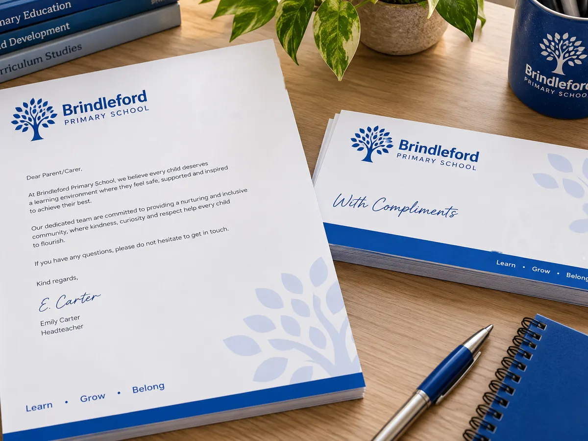 Printed school letterhead and compliment slips