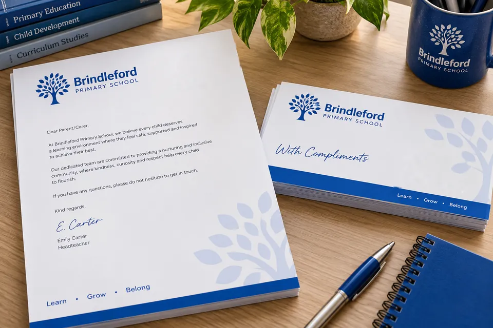 Printed school letterhead and compliment slips